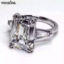 Vecalon-anillo de compromiso de circonia cúbica para mujer, joyería de lujo, Plata de Ley 925 100% auténtica de 4 quilates, 5A, joyas de boda para mujer, bisutería nupcial 2024 - compra barato