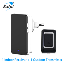 Saful EU/US/AU/UK Plug Battery powered Waterproof Wireless Doorbell 28 Ringtones 150M with 1 Button+1 Indoor Receiver Doorbells 2024 - buy cheap