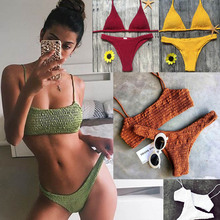 Biquini Bandeau Sexy Pleated Bikinis Women Swimsuit Swimwear Female Brazilian Push Up Bikini 2018 Set Beach Wear Bathing Suit 2024 - buy cheap