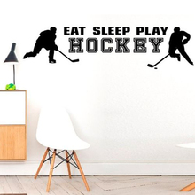 Eat Sleep Play Hockey Wall Stickers for Game Sport Quotes Art Decor Vinyl Decals Background Wallpaper Poster Murals YY104 2024 - buy cheap