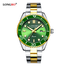 Longbo-reloj deportivo de acero inoxidable para hombre, pulsera con bisel giratorio, Gmt, cristal de zafiro, fecha, dorado, Luxruy, a la moda, 2019 2024 - compra barato