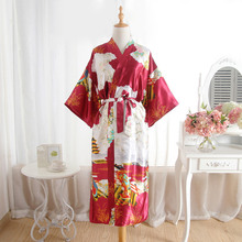 Женское Кимоно размера плюс синего цвета, сексуальное длинное банное платье красного цвета из вискозная юката, ночная рубашка Mds008 2024 - купить недорого