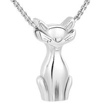 JJ001  Cat Stainless Steel Memorial Jewellery Ashes Urn Necklace Holder Keepsake Cremation Pendant Jewelry For Pet 2024 - buy cheap