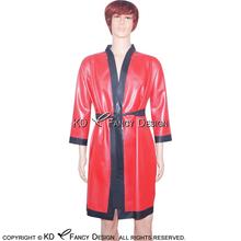 Bata de látex con cinturón, Sexy, roja y negra, de goma, para dormir, chaqueta, Top, YF-0005 2024 - compra barato