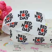 New 7/8'' Free shipping Red Nose Day printed grosgrain ribbon hairbow diy party decoration wholesale OEM 22mm P1662 2024 - buy cheap