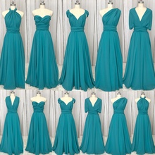 SuperKimJo Turquoise Blue Bridesmaid Dresses 2022 Infinite Convertible Chiffon Wedding Guest Dress for Women 2023 Robes 2024 - buy cheap