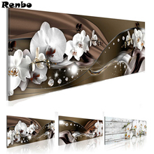 Pintura de diamantes de orquídeas hermosas, pintura de diamantes de imitación 5D DIY, bordado de diamantes, punto de cruz, mosaico de diamantes de venta, decoración de pared 2024 - compra barato