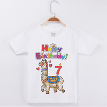 Лидер продаж, брендовая футболка на день рождения хлопковая детская одежда с короткими рукавами и рисунком альпаки топы для мальчиков, футболки, одежда для детей 2024 - купить недорого