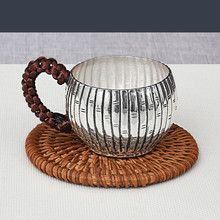 Taza de plata esterlina de bienvenida para invitados, taza de té antiquemaduras hecha a mano pura, Plata 999, taza de plata familiar 2024 - compra barato