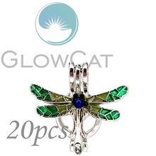 Colors Enamel Fly Insect Dragonfly Beads Cage Essential Oil Diffuser Pearl Cage Locket Pendant 20x KK1049 2024 - buy cheap