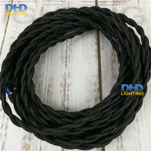 25meters/pack black coloer twisted fabric 2*0.75 copper pendant lamp wire 2024 - buy cheap