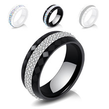 ZORCVENS High Quality Black And White Simple Style Zircon Crystal Ceramic Rings for Women 2024 - buy cheap
