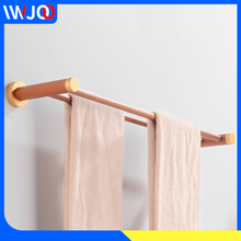 Double Towel Bar Wall Mounted Towel Rack Hanging Holder Aluminum Wood Towel Holder Shower Storage Hanger Bathroom Accessories 2024 - buy cheap