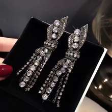 Luxury Rhinestone Vintage Tassel bow Earrings Drop Earring For Women Party Jewelry Black Chains Long Dangle Earrings 2024 - buy cheap