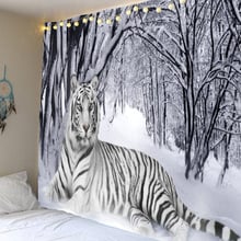 Tapiz de bosque de lobo tumbado en Tigre de nieve, cubierta de silla de escritorio, sofá, colcha Bohemia para colgar en la pared, Alfombra de invierno 2024 - compra barato