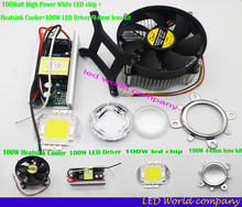 100Watt High Power White LED chip  + 100W Heatsink Cooler+100W LED Driver+100W 44mm led lens kit 2024 - buy cheap