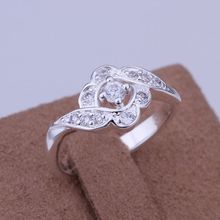 R156 Hot Selling sterling-silver-jewelry silver plated Rings for women&men silver fashion jewelry inlaid stone love flowers Ring 2024 - buy cheap