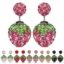 2018 wholesale  fruit strawberry colorful Rhinestone earrings 12 pcs/lot 2024 - buy cheap