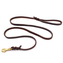 Soft Handmade Leather Dog Training Leads Dog Walking Cowhide Rope Durable Dog Leash Traction with Copper Hook 1.2cm Width 2024 - buy cheap