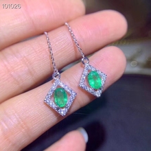 Natural green emerald drop earrings S925 silver natural Gemstone drop earrings fashion Lovely square geometry Women's gifts 2024 - buy cheap