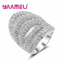 Anéis de dedo de zircônio cúbico brilhante, joia feminina em prata esterlina 925 2024 - compre barato