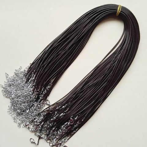 Wholesale 1.5mm brown Wax Leather Cord Necklace Rope 45cm Chain Lobster Clasp DIY Jewelry Accessories 100pcs/lot Fast Ship 2022 - buy cheap