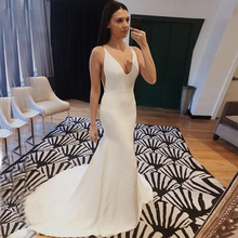 Mermaid Wedding Dresses Sleeveless 2019 Sexy V-neck White Ivory Simple Bridal Dresses Backless Bridal Gowns Vestidos De Noiva 2024 - buy cheap