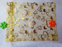 Bolsa de organza com coração dourado, 17x23cm, 200 peças, sacolas para exibição de joias, presente, bolsa com cordão, para pulseiras 2024 - compre barato