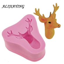 Forma de silicone cabeça de veado 3d, molde para natal, cervo, fondant, bolo, sabonete, pasta de goma, chocolate, ferramentas de cozinha, d0590, 1 peça 2024 - compre barato