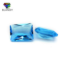 SeaBlue-piedra de vidrio de 3x5 ~ 10x12mm, forma rectangular, corte a máquina, Agua Marina sueltos, de vidrio templado para joyería, envío gratis 2024 - compra barato