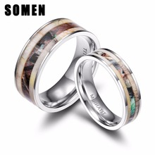 1 шт. 6 мм 8 мм титановое кольцо для мужчин и женщин обручальное кольцо с оленем оленьими рогами камуфляжные кольца с инкрустацией кольца для пар мужские ювелирные изделия удобная посадка 2022 - купить недорого