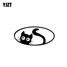 YJZT 13.6CM*6.5CM Cat Cute Peeking Meow Car Sticker Funny Vinyl Decal Black Silver C10-02424 2024 - buy cheap