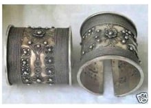 Wholesale Collectible Tribal Tibet pair MIAO silver carved flower cuff bracelet/2 style selector/size Can adjusted Free Shipping 2024 - buy cheap