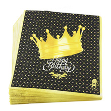 20pcs/lot New creative Gloden Crown printed Paper Napkins Cute serviette towel for Happy Birthday party Supplies home Decoration 2024 - buy cheap