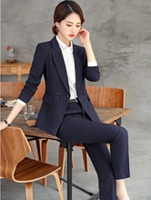 Fashion Striped High Quality Fabric Uniform Designs Women Business Suits With Pencil Pants and Jackets Coat Ladies Pants Suits 2024 - buy cheap
