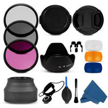 100% Professional 55mm uv cpl fld Filter Lens Hood & Cap Camera cleaning kit for nikon canon 2024 - buy cheap