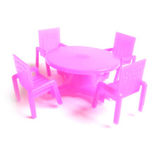 1 Juego de 4 sillas y 1 escritorio para casa de muñecas, silla rosa para guardería, escritorio para juguetes para jugar a las casitas, muebles para casa de muñecas 2024 - compra barato