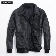 2021 New Black Genuine Leather Aviation Flight Jackets Men 100% Cowhide Genuine Leather Coat Fashion Classic Pilot Bomber Jacket 2024 - buy cheap