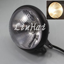 Faro halógeno Retro para motocicleta, accesorio negro de Metal de 12V, apto para Harley Cafe Racer Bobber personalizado 2024 - compra barato