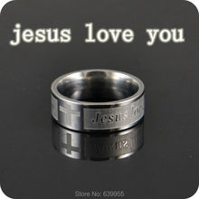 Quente 5x jesus amor você cruz anéis de aço inoxidável conforto dos homens ajuste anel moda cristã religiosa jóias 2024 - compre barato