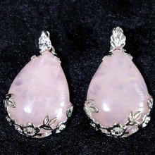Charms pink crystal jades chalcedony 27x30mm hot sale stone diy fashion jewelry necklaces pendants B832 2024 - buy cheap