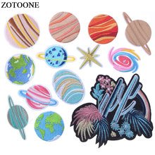 ZOTOONE UFO Star Pattern Patches Embroidery Iron on Patches for Clothing DIY Stripes Clothes Planet Stickers Universe Applique E 2024 - buy cheap