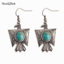 Banny Pink Vintage Metal Eagle Pendant Dangle Earrings For Women Ethnic Stone Peace Dove Drop Earrings Fashion Jewelry Pendiente 2024 - buy cheap