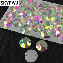 Crystal Clear AB Flat Top Round Xilion Sew On Rhinestone FlatBack Glass Crystal Sew On Stone dress making 8,10,12,14,16,18mm 2024 - buy cheap