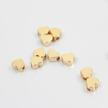 Gold color plated copper metal Heart Spacer beaded Beads for DIY making jewelry accessories 4.8mm 10pcs 2024 - buy cheap