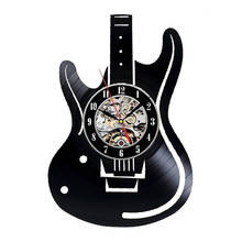 Hollow Electric Guitar Vinyl Record LED Wall Clock Unique Antique Home Wall Decor Musical Instruments Creative Hanging Clock 2024 - buy cheap