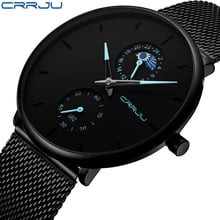 CRRJU Watches Fashion Mens Dress Watches Brand Luxury Quartz Watch Men Casual Slim Mesh Waterproof Sport Watch erkek kol saati 2024 - buy cheap