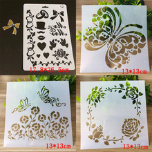 4 pcs flor borboleta estênceis coloração gravando acessórios pintura modelos para diy scrapbooking diário álbum decoração reutilizável 2024 - compre barato