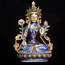 Exquisite Chinese Old Cloisonne Tibetan Buddhism white Tara Statue 2024 - buy cheap