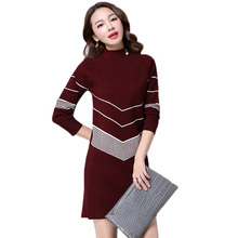Winter Women Sweater Knit Pullover Half Turtleneck Long Sleeve Medium Long Bottom Sweater Slim Large Size Mini Knit Dress AA333 2024 - buy cheap